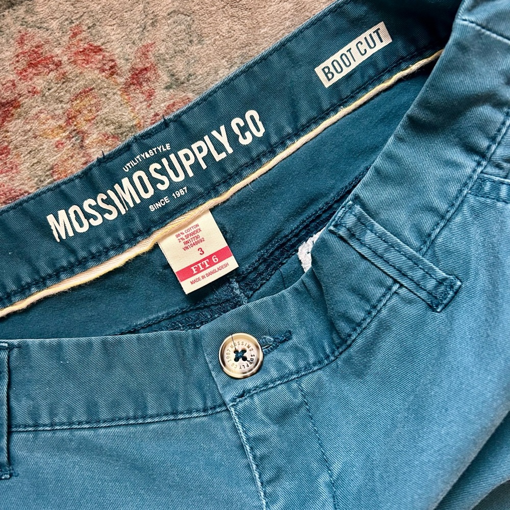 Mossimo Supply Co. Teal Bootcut Pants Jeans Pockets Academia Hipster Geek Chic - Picture 10 of 11